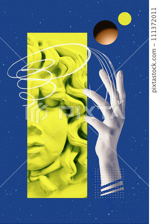 Abstract human brain and human hand, drawn style. Creative idea symbol, art design or collage. Mental Health concept Abstract human brain and human hand, drawn style. Creative idea symbol, art design or collage. Mental Health concept 111372011