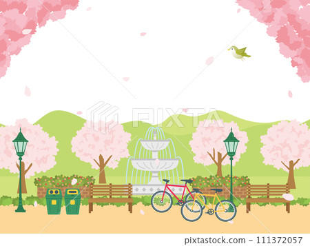 Spring park where cherry blossoms bloom Spring park where cherry blossoms bloom 111372057