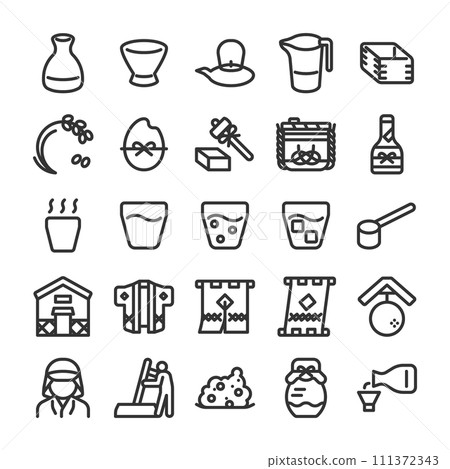 Sake brewery icon set 111372343