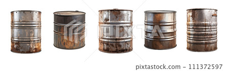 Old metal barrel vector set isolated on white background 111372597
