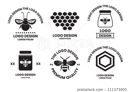 Bees and honeycombs logo or badge in Vintage style Bees and honeycombs logo or badge in Vintage style 111373005
