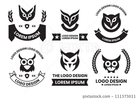 Owl logo or badge in bookstore concept in Vintage or retro style 111373011