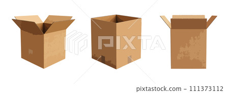 Opened cardboard box vector set isolated on white background Opened cardboard box vector set isolated on white background 111373112