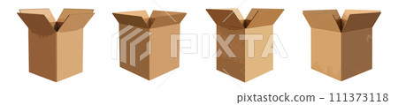 Opened cardboard box vector set isolated on white background 111373118