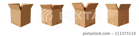Opened cardboard box vector set isolated on white background Opened cardboard box vector set isolated on white background 111373119