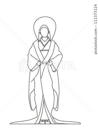 Line drawing of a white bride 111373124