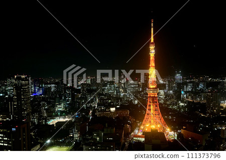 Tokyo Tower and cityscape seen from Azabudai Hills Tokyo Tower and cityscape seen from Azabudai Hills 111373796