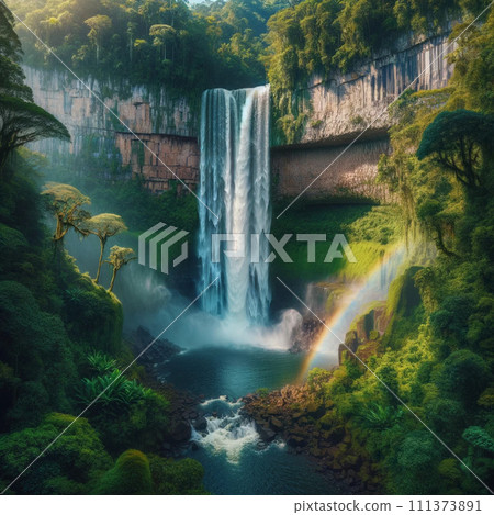 Waterfalls in a lush paradise - spectacular falls and tranquil ponds 111373891