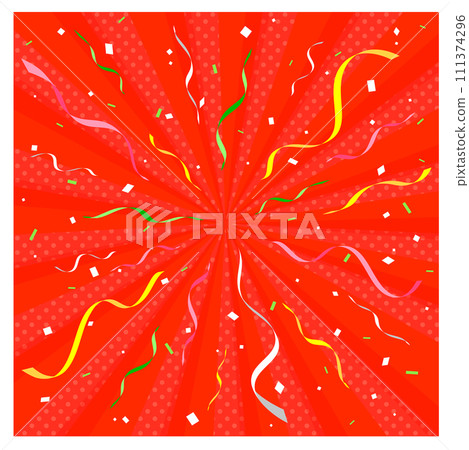 Sunburst background with ribbons and confetti Sunburst background with ribbons and confetti 111374296