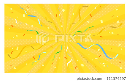 Sunburst background with ribbons and confetti Sunburst background with ribbons and confetti 111374297
