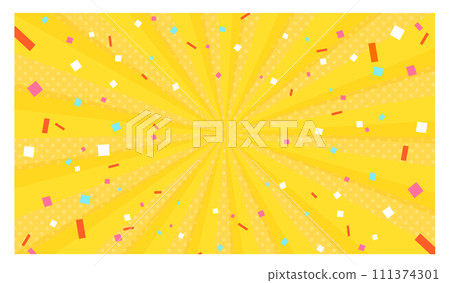 Sunburst background with flying confetti Sunburst background with flying confetti 111374301