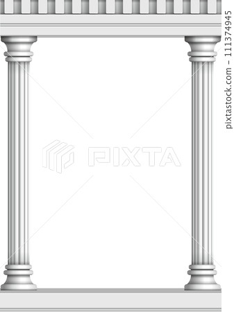 寺廟石柱（中世紀歐式建築）插圖（透明背景/PNG）|海報垂直尺寸 111374945