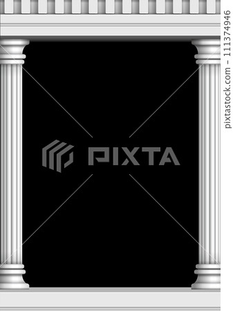 Temple stone pillar (medieval European style architecture) background illustration (poster/flyer vertical size) 111374946