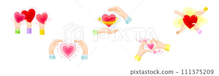 Human Hand with Heart as Love Symbol Vector Set 111375209