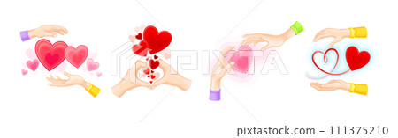 Human Hand with Heart as Love Symbol Vector Set Human Hand with Heart as Love Symbol Vector Set 111375210