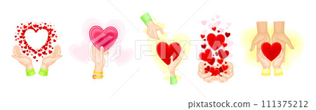 Human Hand with Heart as Love Symbol Vector Set 111375212
