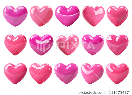 Pink heart 3d vector set isolated on white background Pink heart 3d vector set isolated on white background 111375417