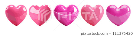 Pink heart 3d vector set isolated on white background Pink heart 3d vector set isolated on white background 111375420
