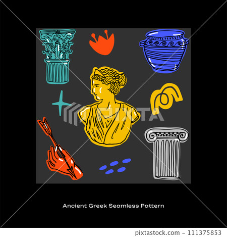 Ancient Greek Hand drawn Seamless Pattern 111375853