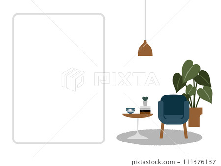 blue chair, lighting and frame 111376137