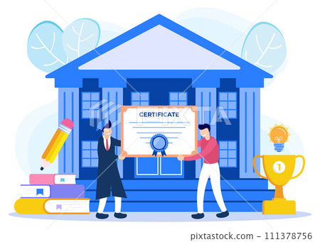 Illustration vector graphic cartoon character of certificate 111378756