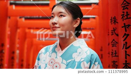 Thinking, temple and Japanese woman with adventure, choice and opportunity with planning, wonder and travel. Person, outdoor and girl with decision, explore and calm with peace, culture and thoughts Thinking, temple and Japanese woman with adventure, choice and opportunity with planning, wonder and travel. Person, outdoor and girl with decision, explore and calm with peace, culture and thoughts 111378995