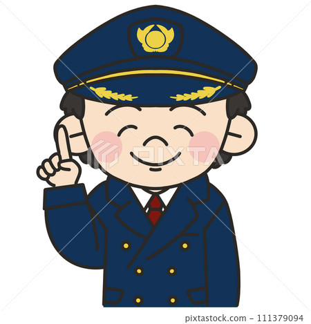 一名男飛行員指著微笑的插圖 111379094