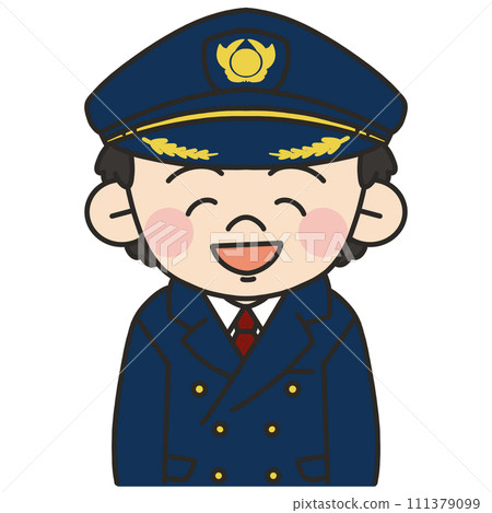 一名男飛行員面向前方微笑的插圖 一名男飛行員面向前方微笑的插圖 111379099