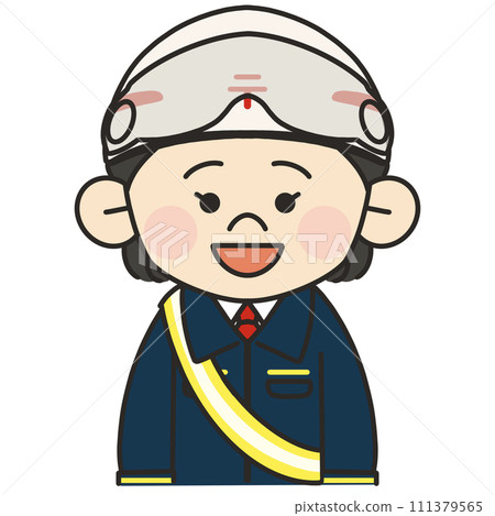 Illustration of a female postman smiling and facing the front Illustration of a female postman smiling and facing the front 111379565