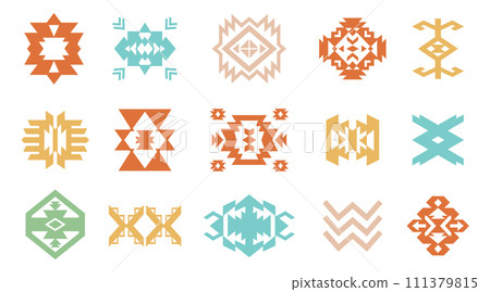 Aztec Navajo Shapes Set Southwestern Art Symbols 111379815