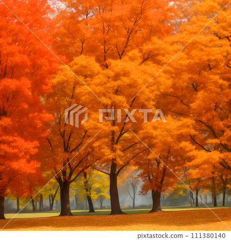 colorful autumn trees in the park 111380140