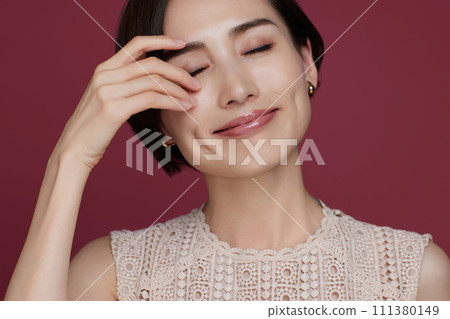 Color background makeup image of a young woman Color background makeup image of a young woman 111380149