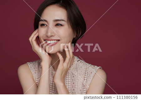 Color background makeup image of a young woman Color background makeup image of a young woman 111380156