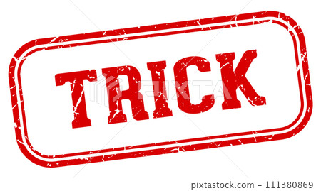 trick stamp. trick rectangular stamp on white background 111380869