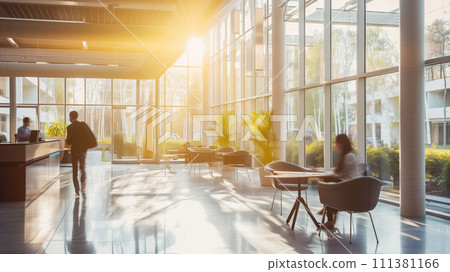 Modern contemporary office. An image of a relaxing work environment. Bokeh photo. Modern contemporary office. An image of a relaxing work environment. Bokeh photo. 111381166