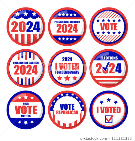 Set of election pins 2024 vector isolated 111381353
