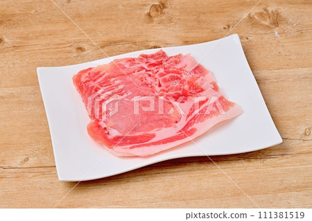 Pork, for shabu-shabu, loin, thinly sliced. ingredients. 111381519