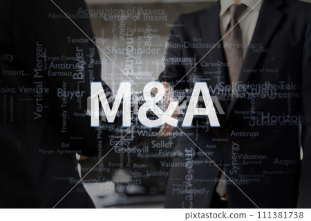Image of M&A (corporate mergers and acquisitions) Image of M&A (corporate mergers and acquisitions) 111381738