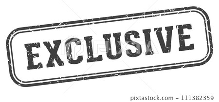 exclusive stamp. exclusive rectangular stamp on white background 111382359
