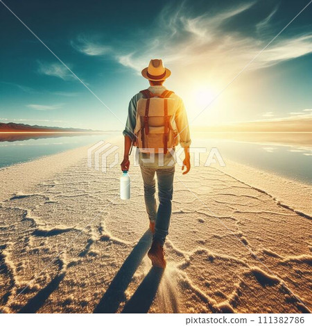 hike in desert 111382786