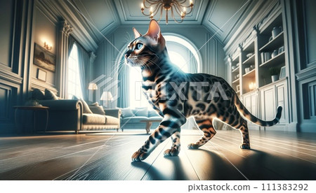 stylish room and cat 111383292