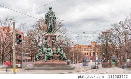 Maxmonument, Monument of Maximilian II of Bavaria timelapse, Maximilianstrasse street, Munich, Bavaria, Germany, Europe Maxmonument, Monument of Maximilian II of Bavaria timelapse, Maximilianstrasse street, Munich, Bavaria, Germany, Europe 111383522