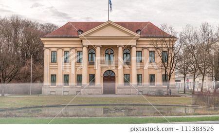 The Prinz Carl Palais in Munich is a mansion built in the style of early Neoclassicism timelapse. Germany 111383526