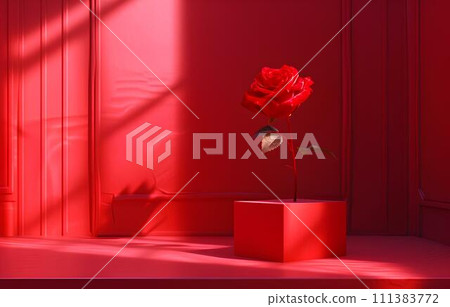Red roses in a gift box on a dark backgrod for love or valentine day . 3d render 111383772
