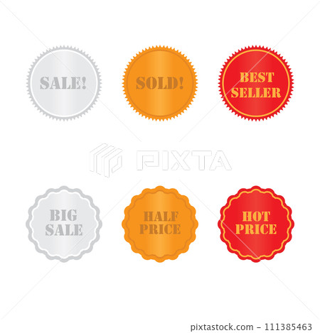 set golden and red labels 111385463
