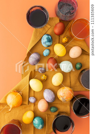 The process of dyeing Easter eggs The process of dyeing Easter eggs 111385609