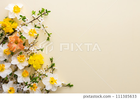 Festive background with spring flowers 111385633