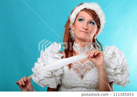 Beautiful ginger in a dress of Snow Queen Beautiful ginger in a dress of Snow Queen 111385853
