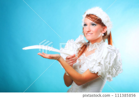 Beautiful ginger in a dress of Snow Queen Beautiful ginger in a dress of Snow Queen 111385856