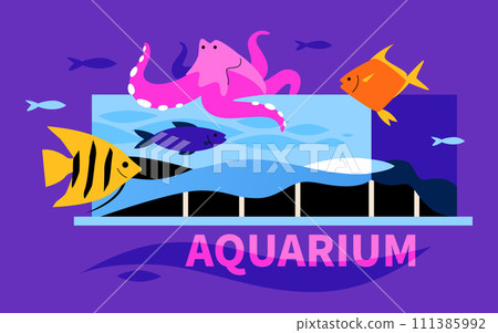 Antalya Aquarium - modern colored vector illustration 111385992